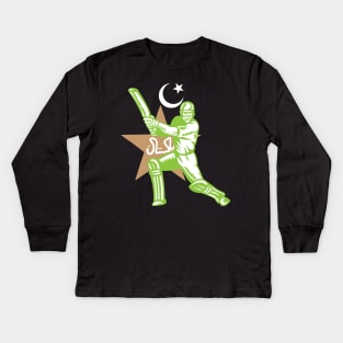 Pakistan Cricket Player Batsman Design Kids Long Sleeve T-Shirt